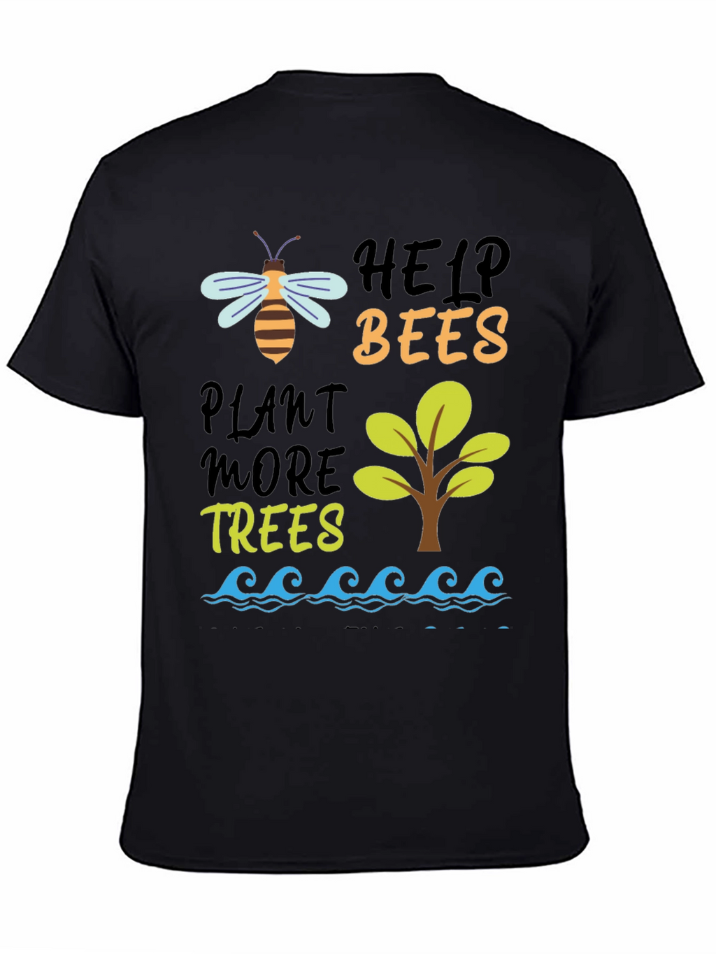 Help Bees Plant Trees Black T-Shirt