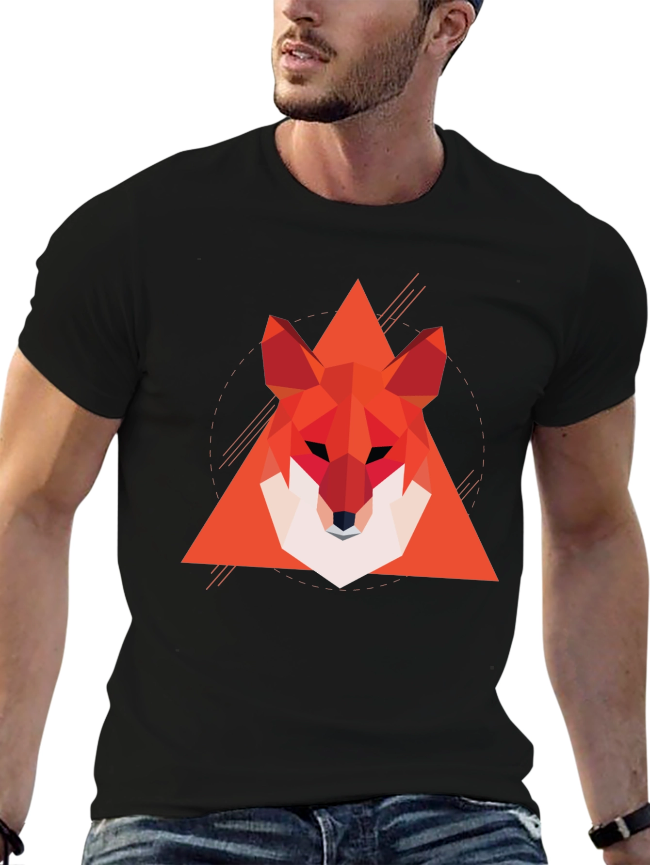 Geometric Fox Graphic Tee - Modern Style