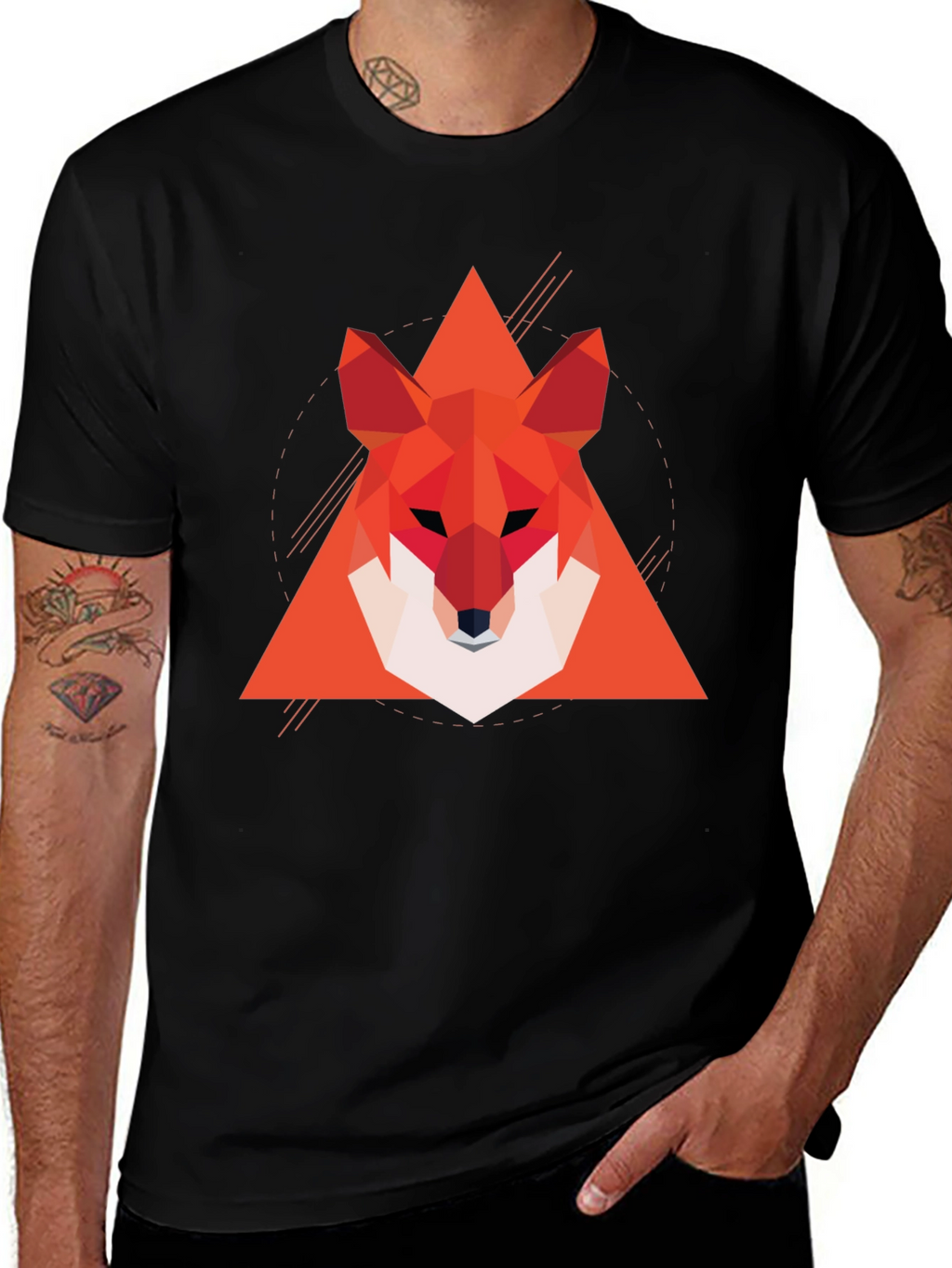 Geometric Fox Graphic Tee - Modern Style