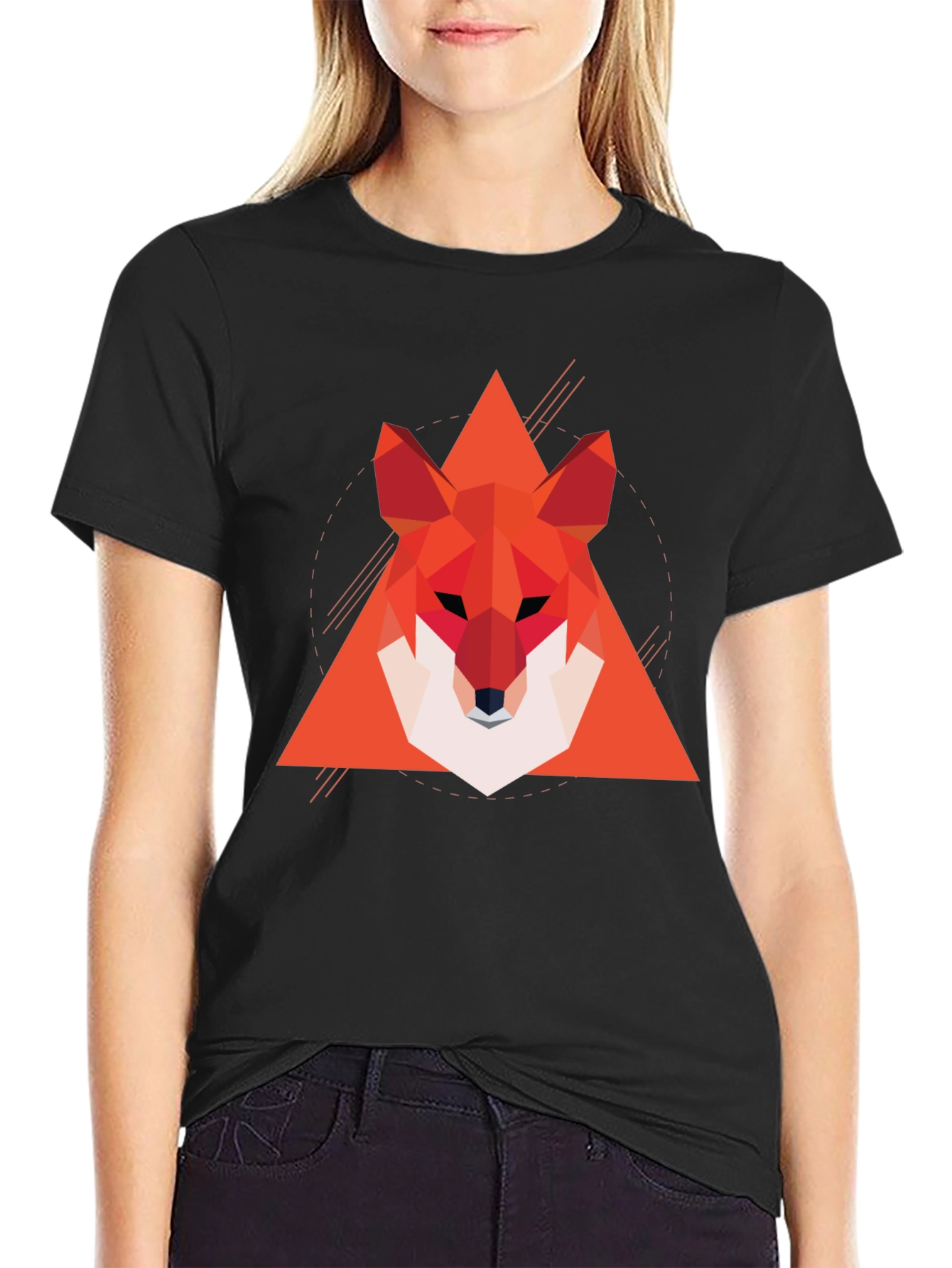 Geometric Fox Graphic Tee - Modern Style