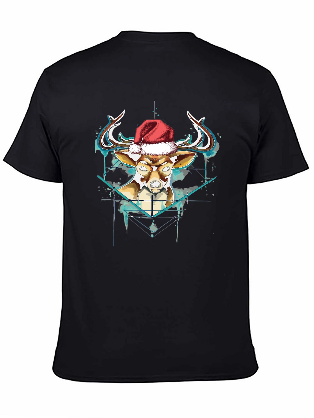 Festive Reindeer Graphic Tee - Black