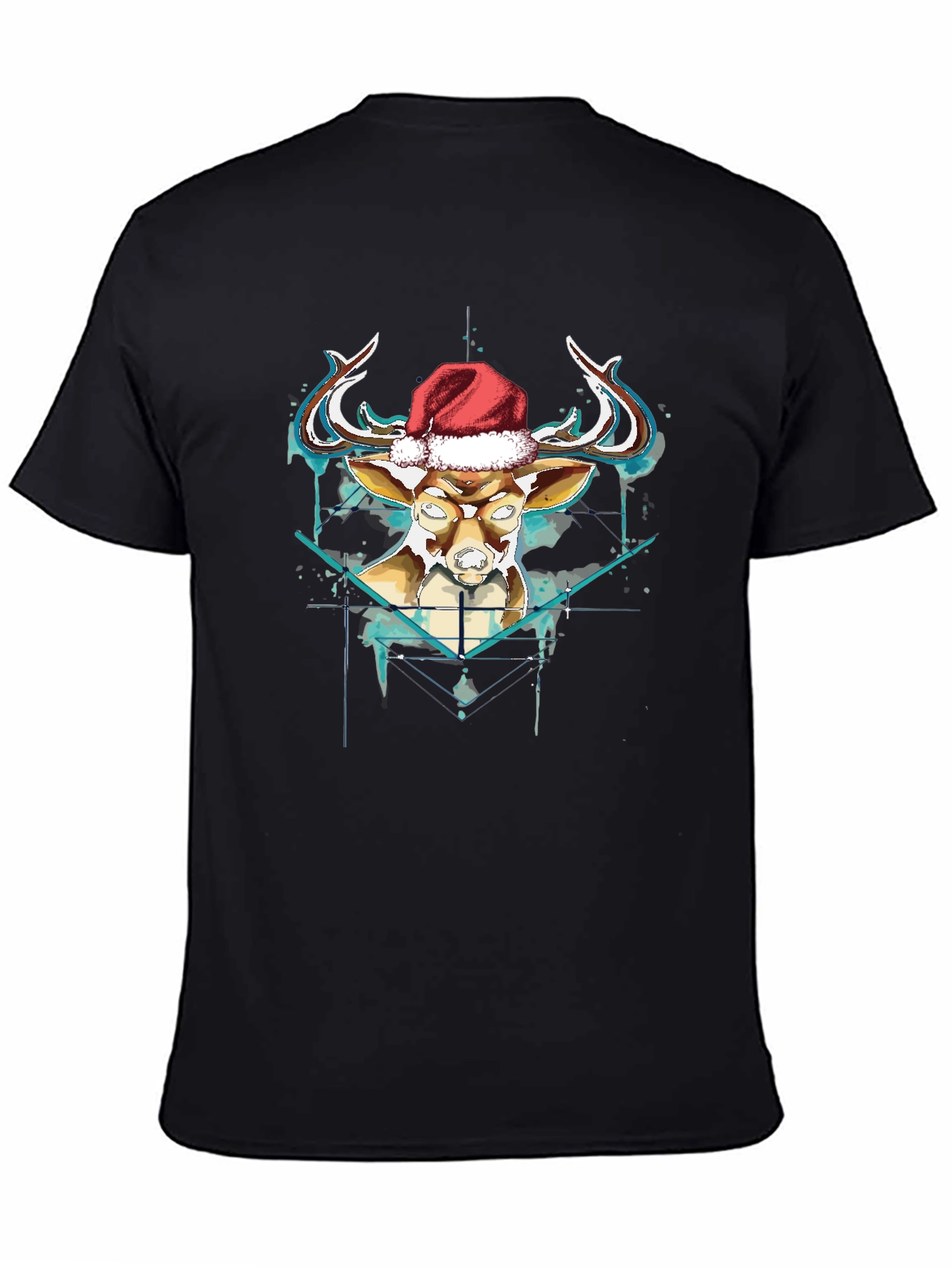 Festive Reindeer Graphic Tee - Black