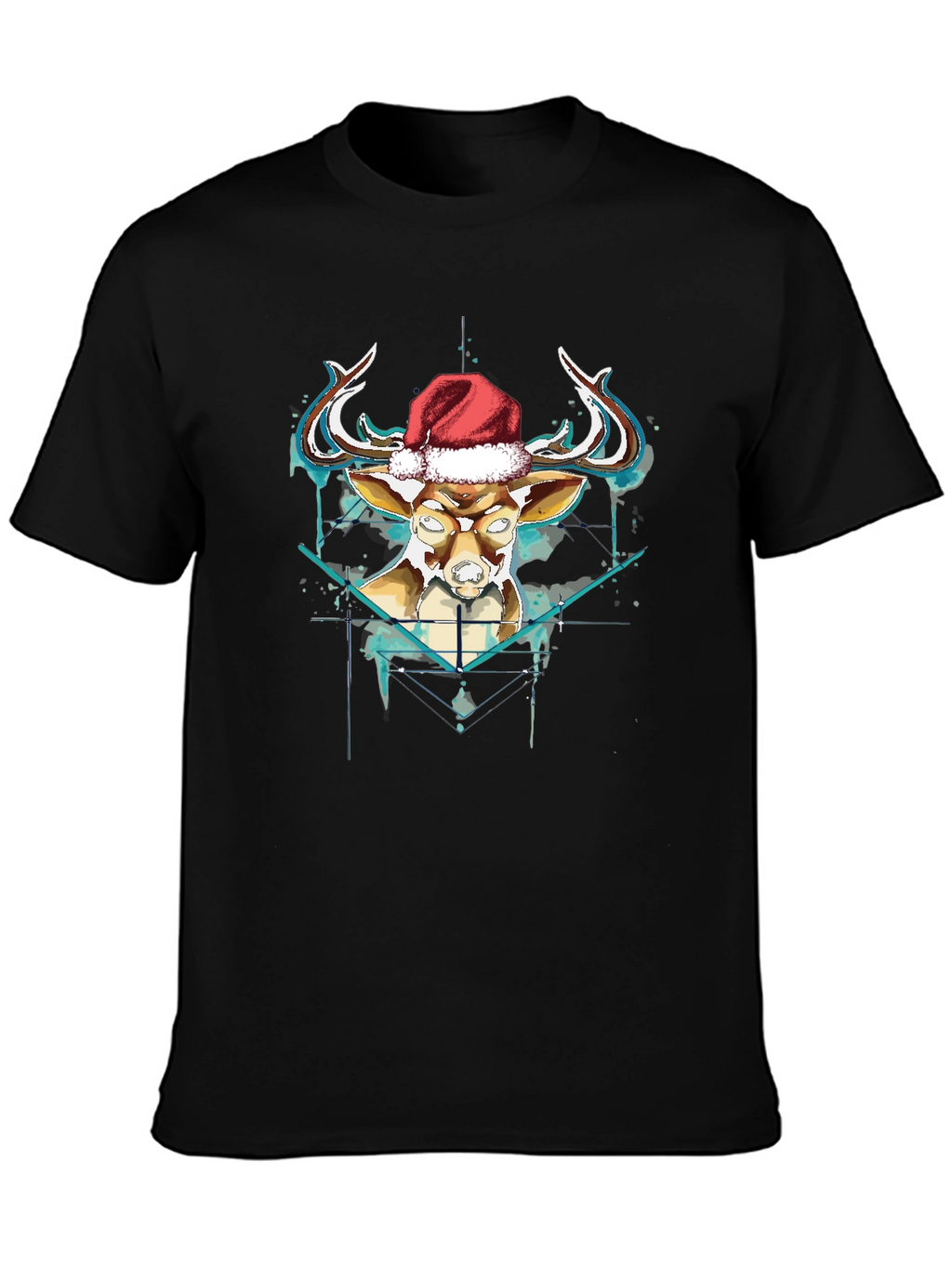 Festive Reindeer Graphic Tee - Black