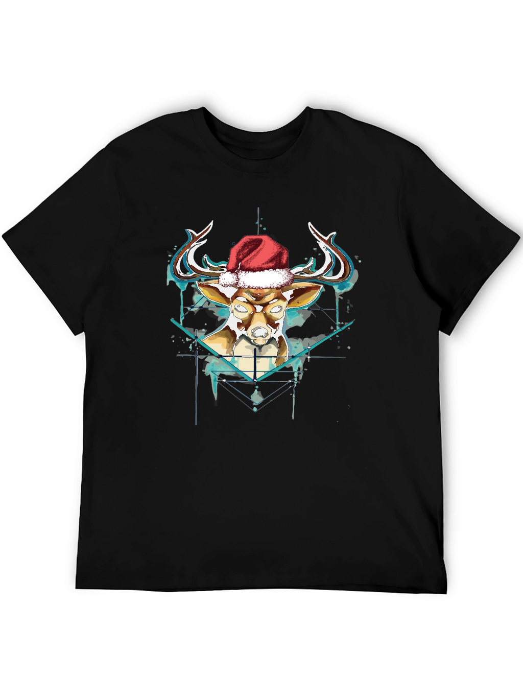 Festive Reindeer Graphic Tee - Black