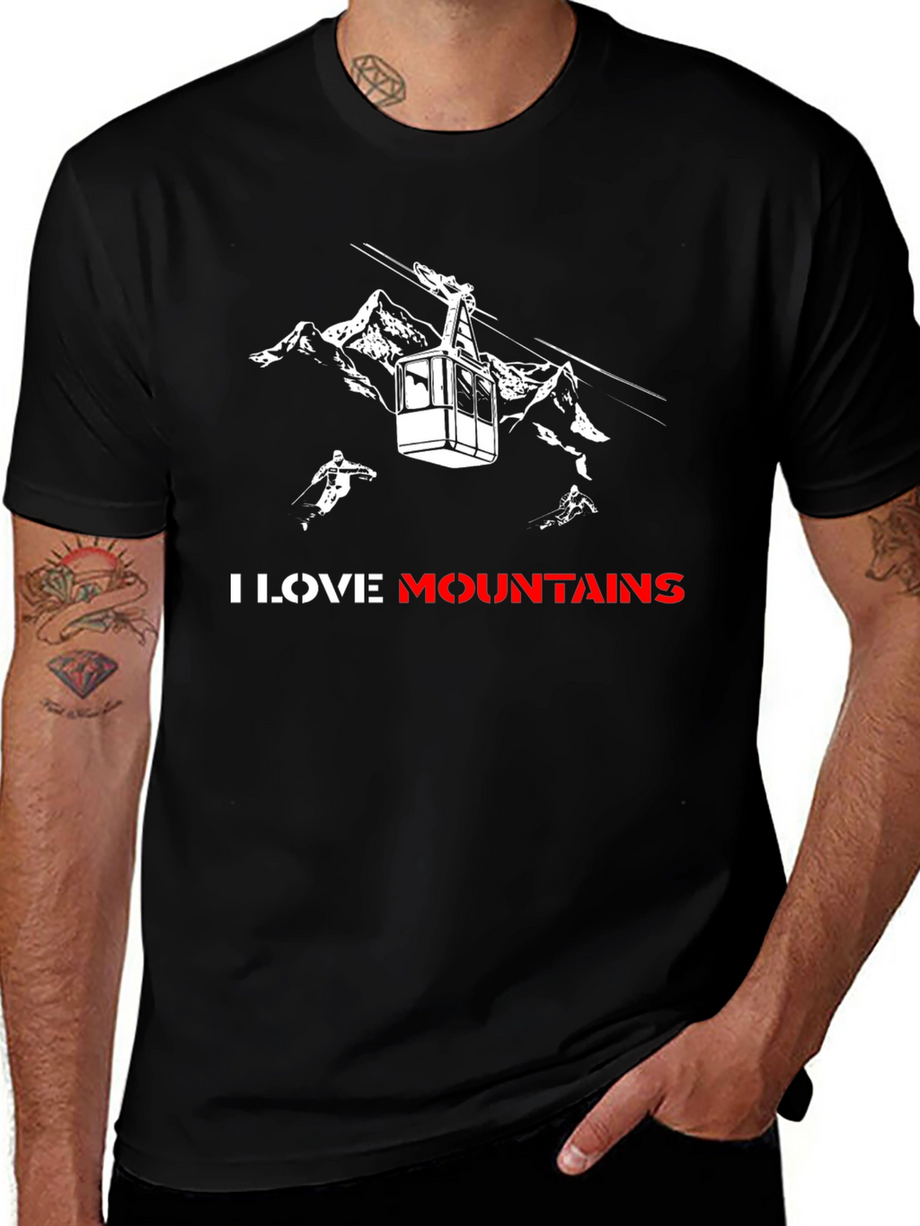 I Love Mountains Black Graphic Tee