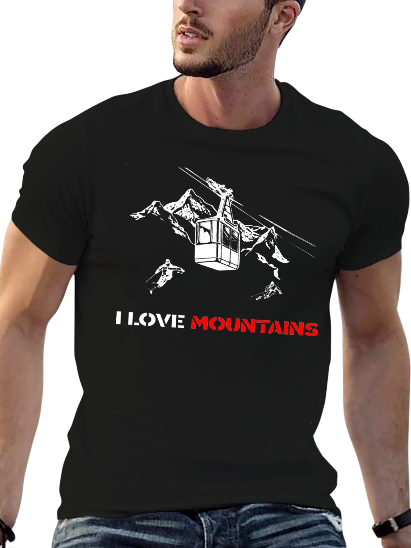 I Love Mountains Black Graphic Tee
