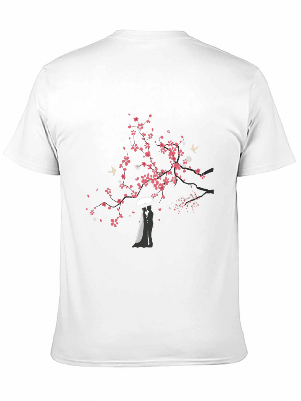 Romantic Sakura Tree Graphic Tee - Black