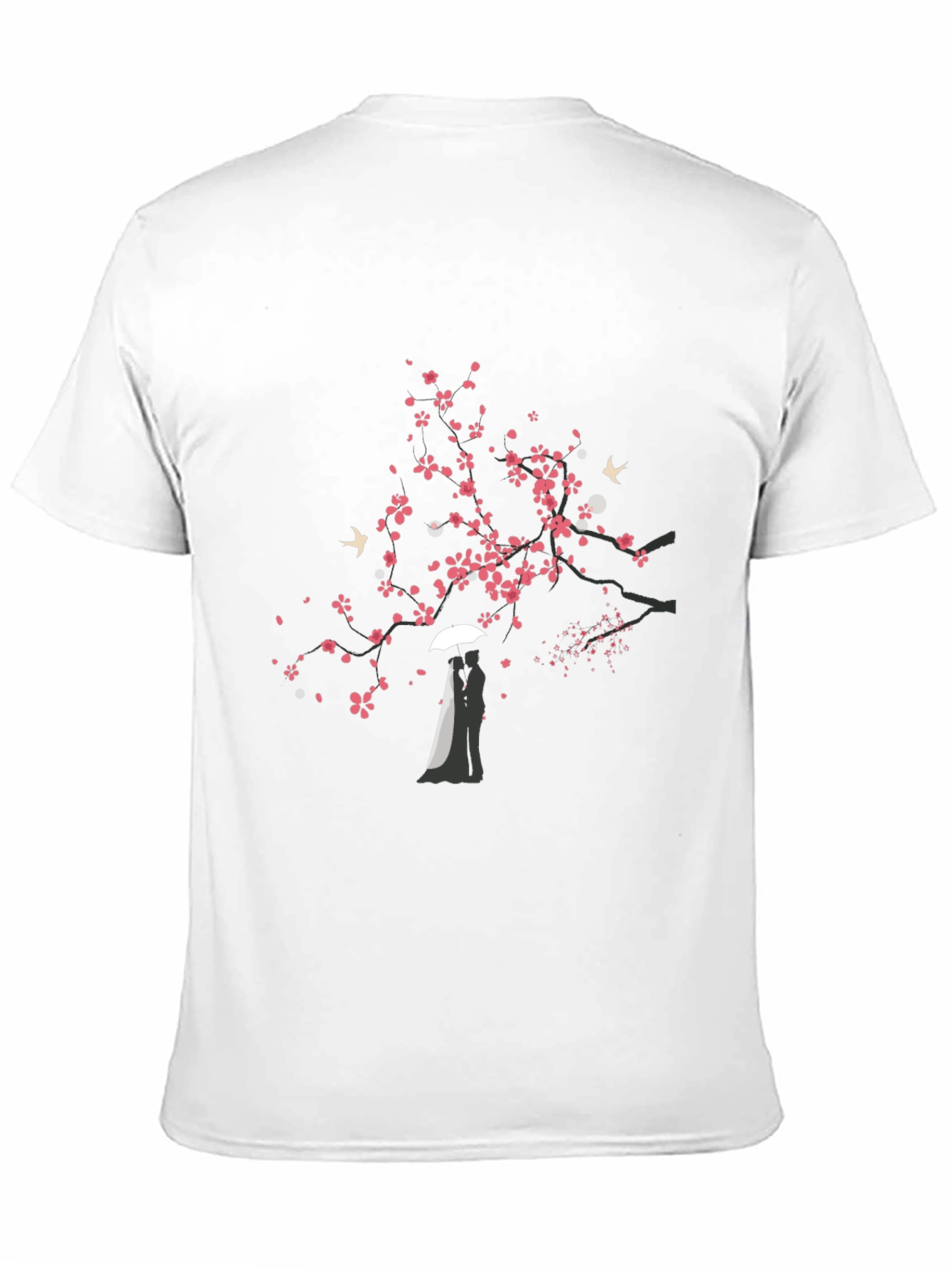Romantic Sakura Tree Graphic Tee - Black
