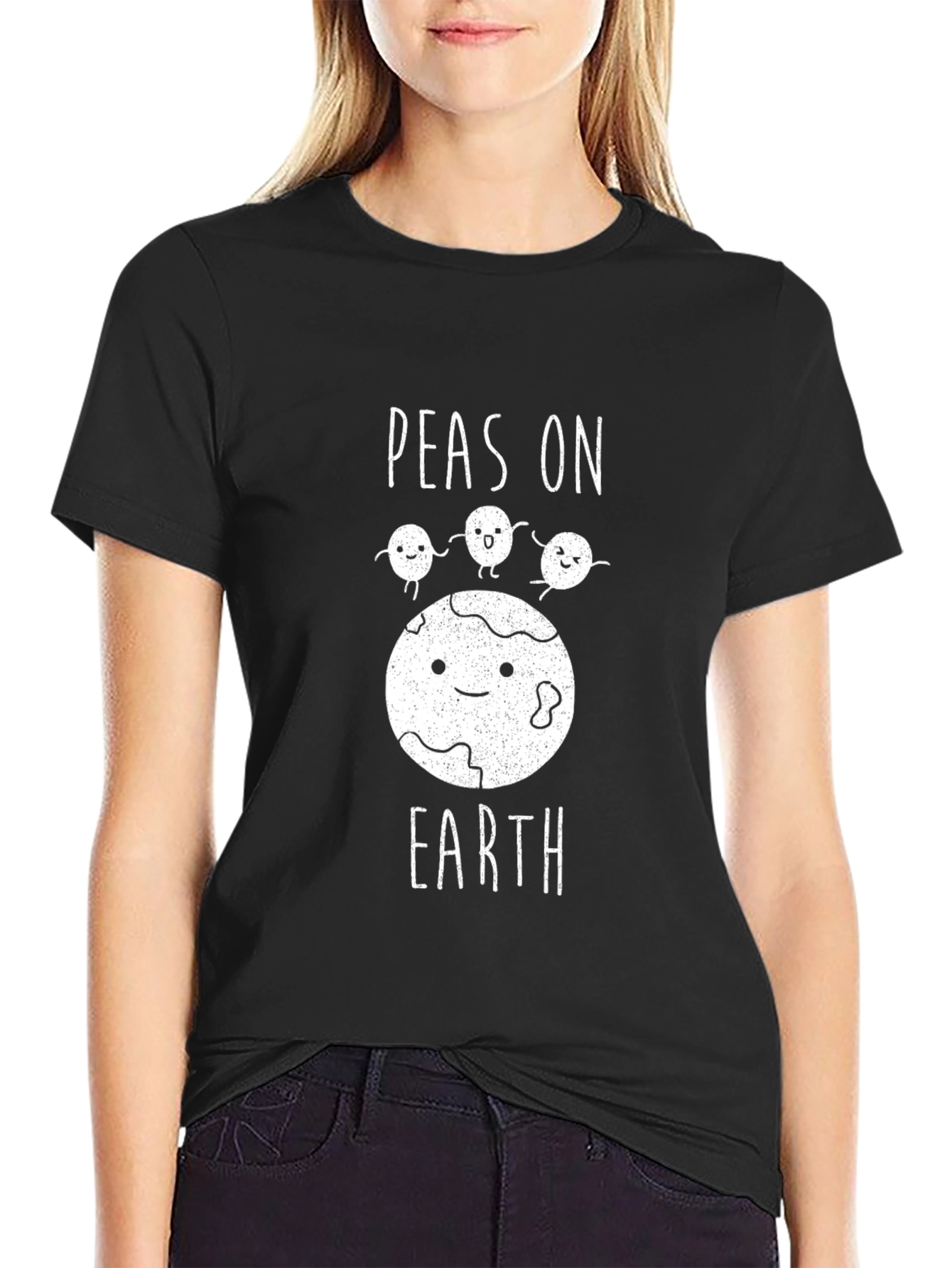 Peas on Earth Graphic T-Shirt - Black