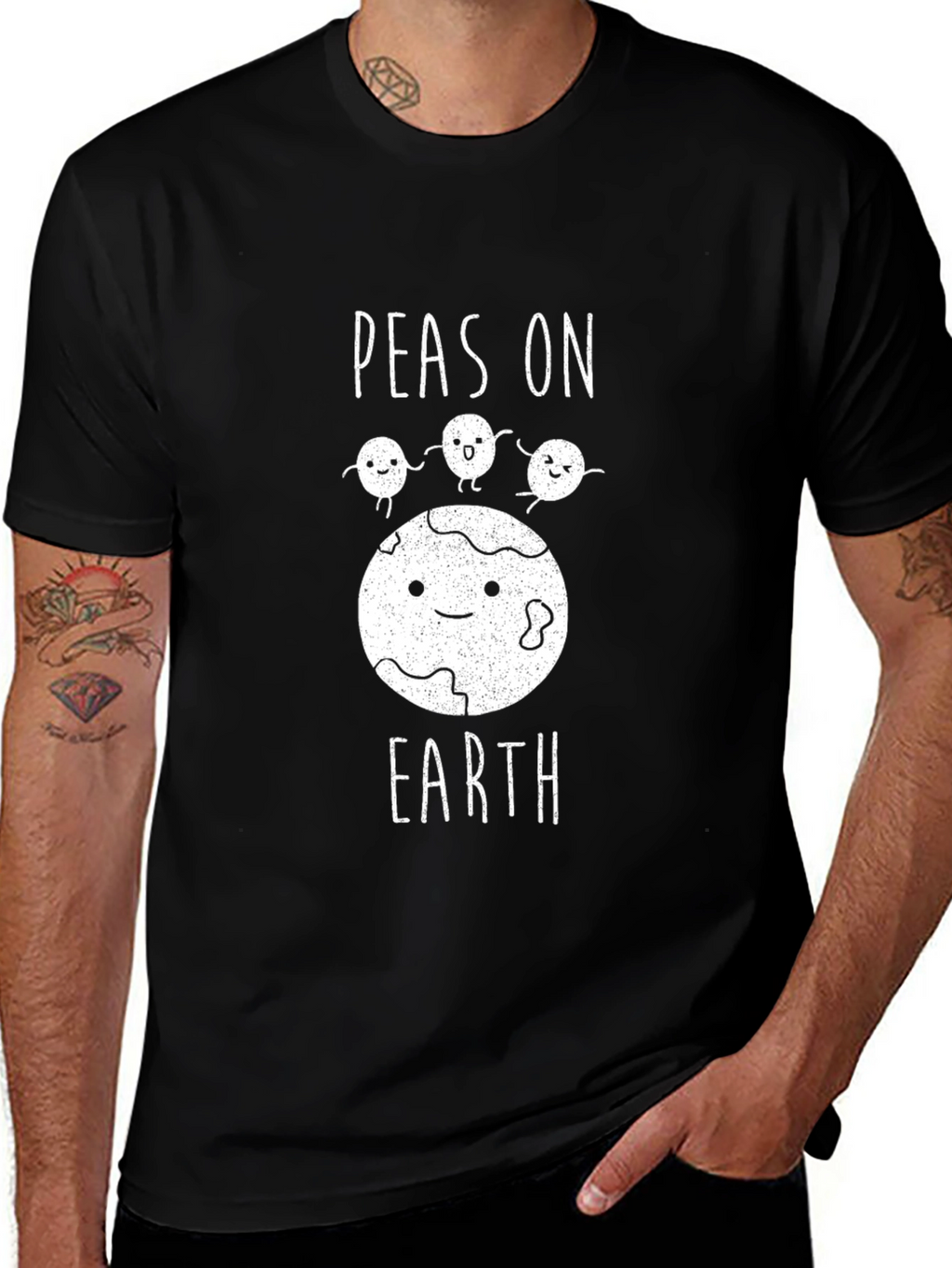 Peas on Earth Graphic T-Shirt - Black