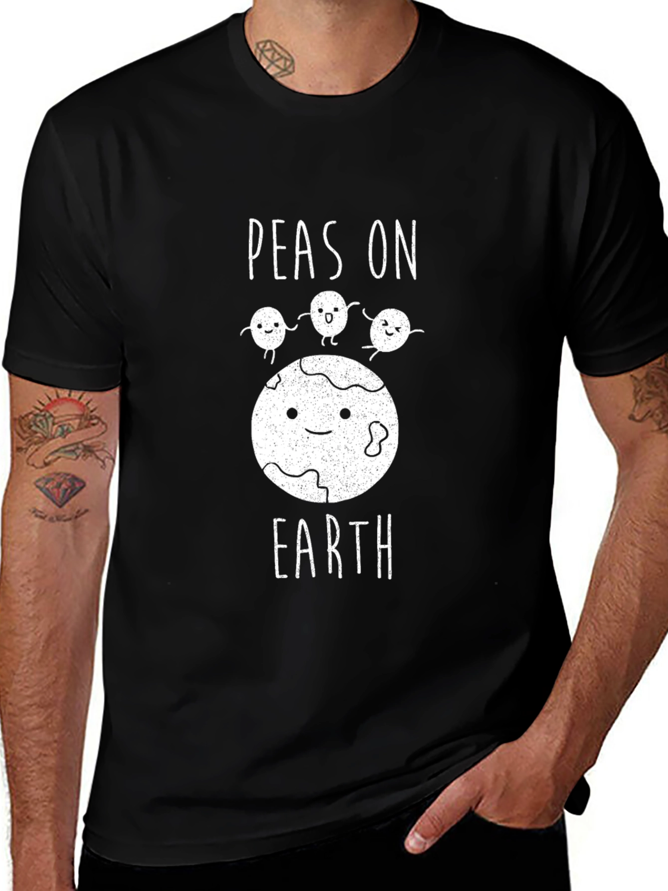 Peas on Earth Graphic T-Shirt - Black