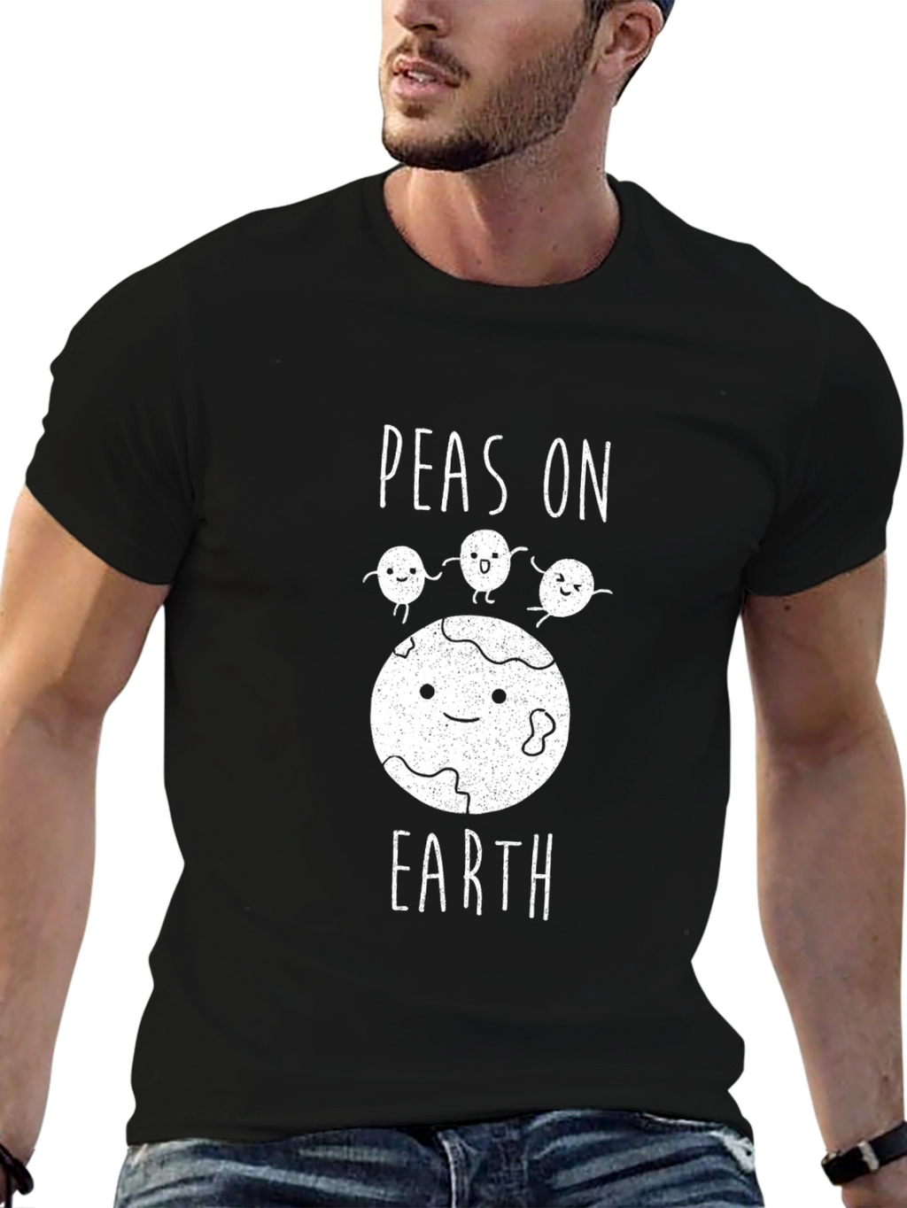 Peas on Earth Graphic T-Shirt - Black