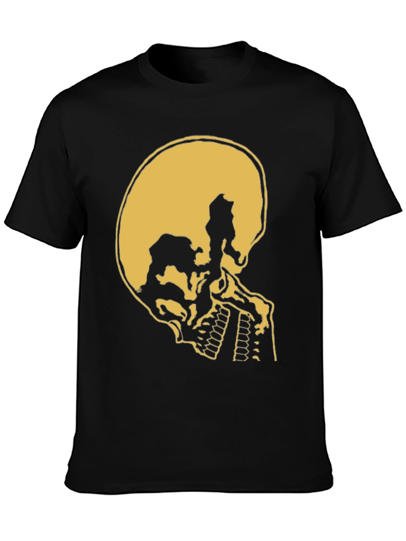 Skull Silhouette Graphic Tee - Black Cotton Casual Shirt