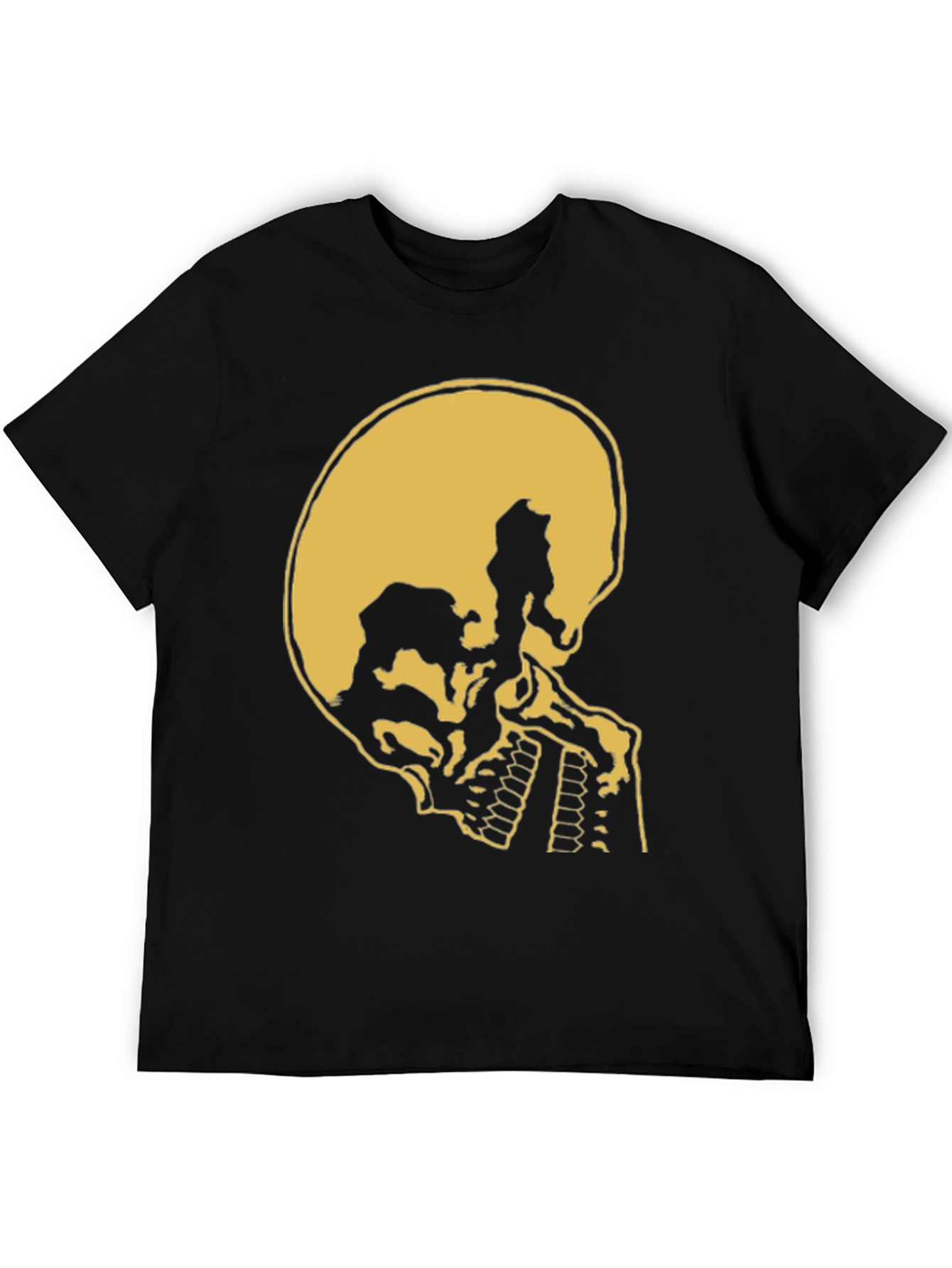 Skull Silhouette Graphic Tee - Black Cotton Casual Shirt