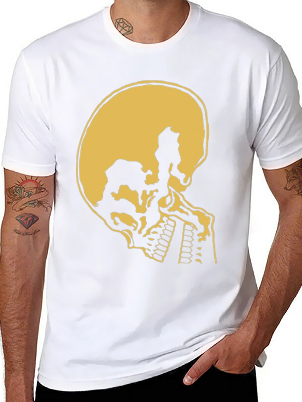 Skull Silhouette Graphic Tee - Black Cotton Casual Shirt