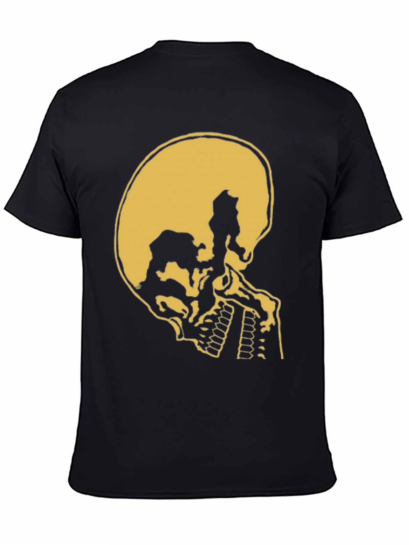 Skull Silhouette Graphic Tee - Black Cotton Casual Shirt