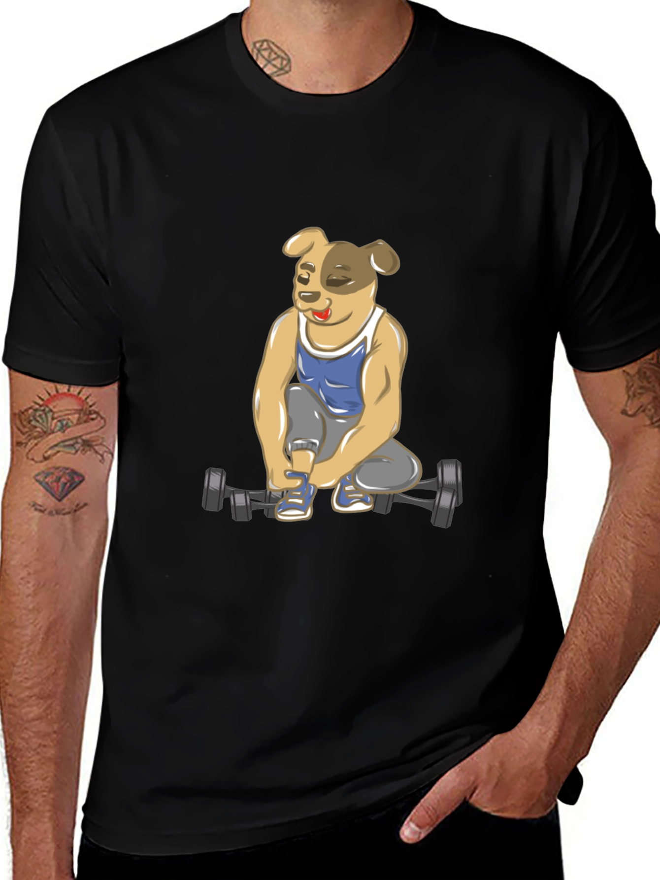 Dog Lifting Weights T-Shirt