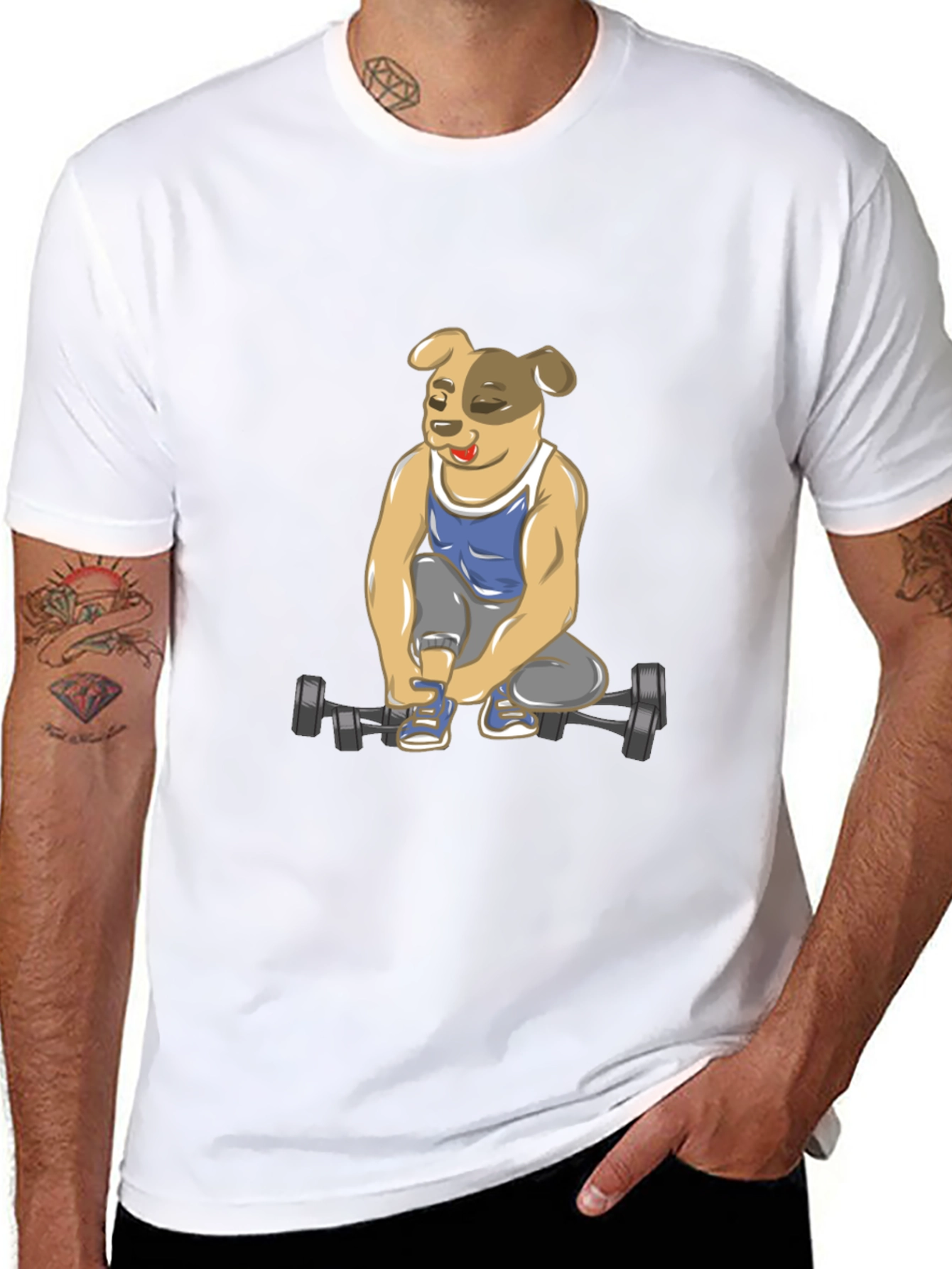 Dog Lifting Weights T-Shirt