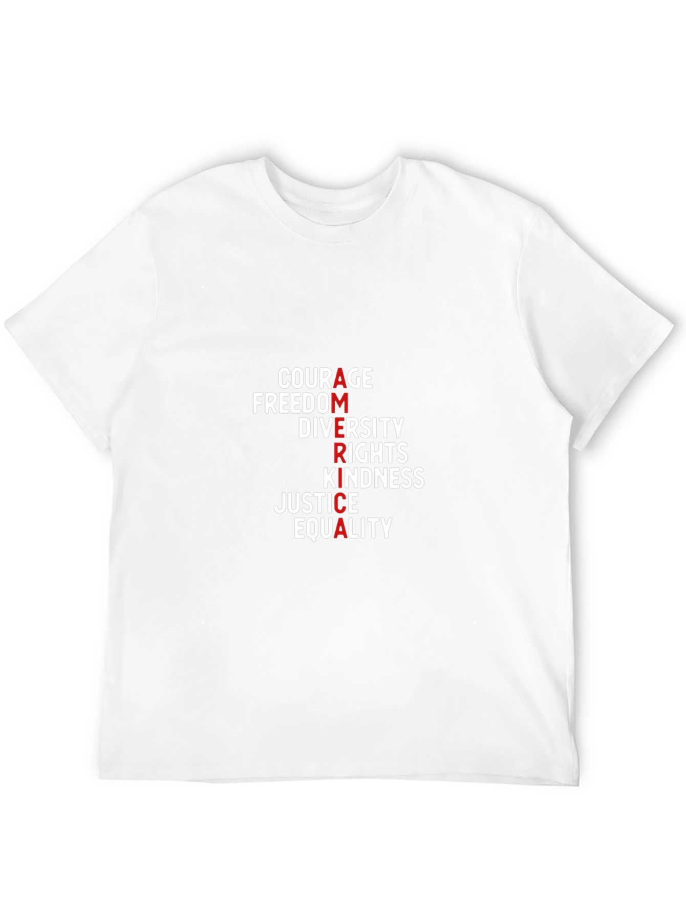 America Values T-Shirt: Courage Freedom Justice & Equality