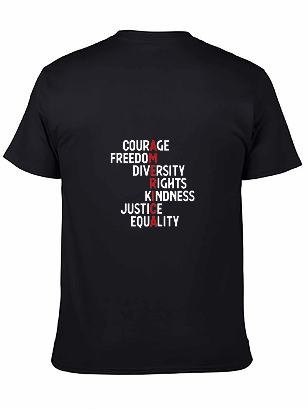 America Values T-Shirt: Courage Freedom Justice & Equality