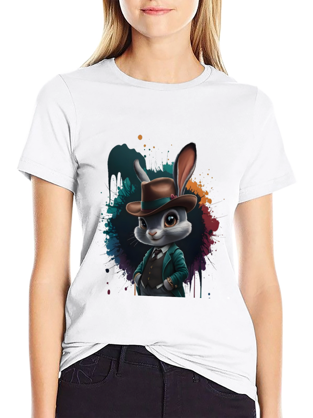 Dapper Rabbit T-Shirt - Stylish Animal Graphic Tee
