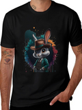 Dapper Rabbit T-Shirt - Stylish Animal Graphic Tee