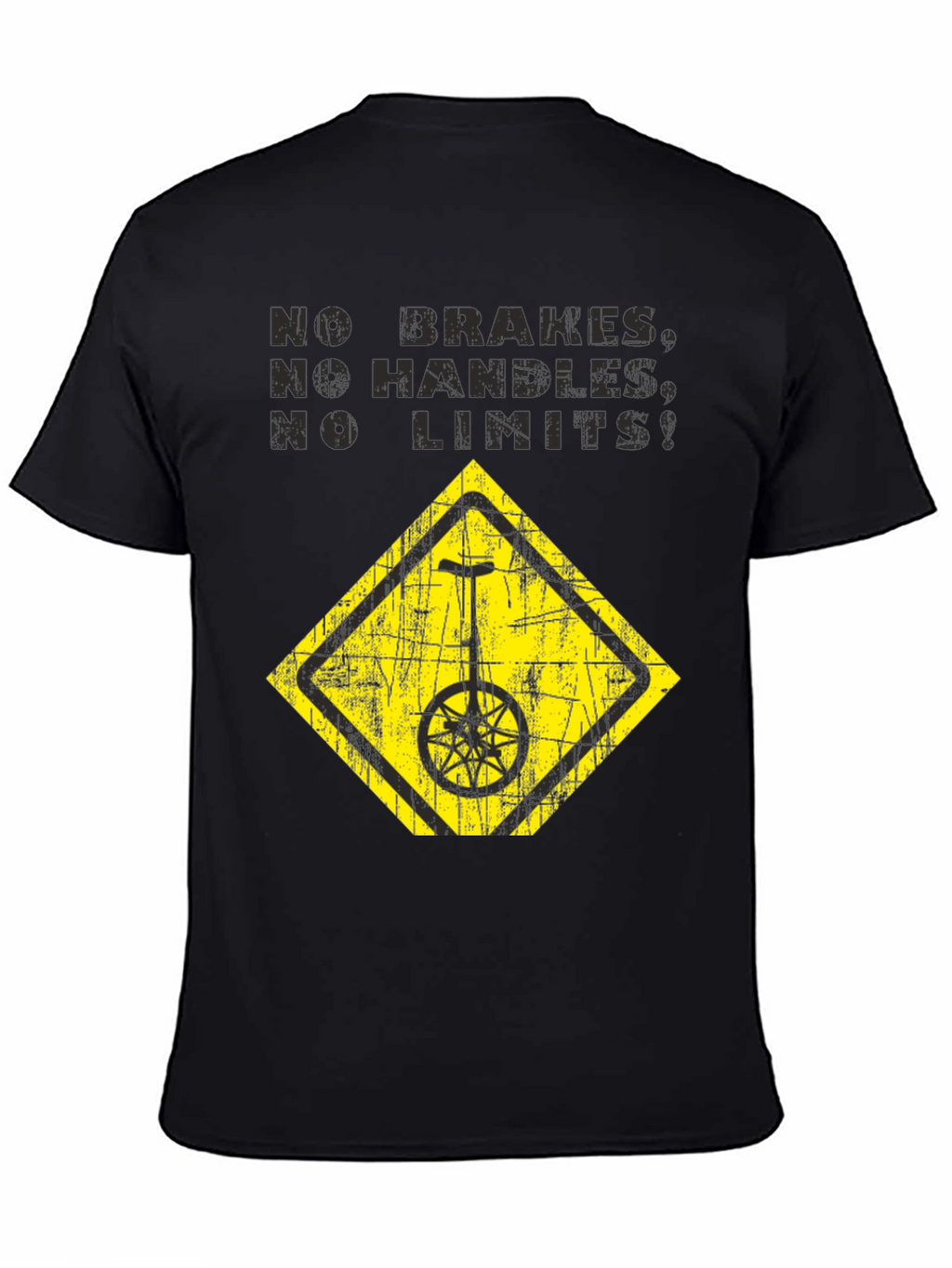 No Brakes No Limits Unicycle Black T-Shirt