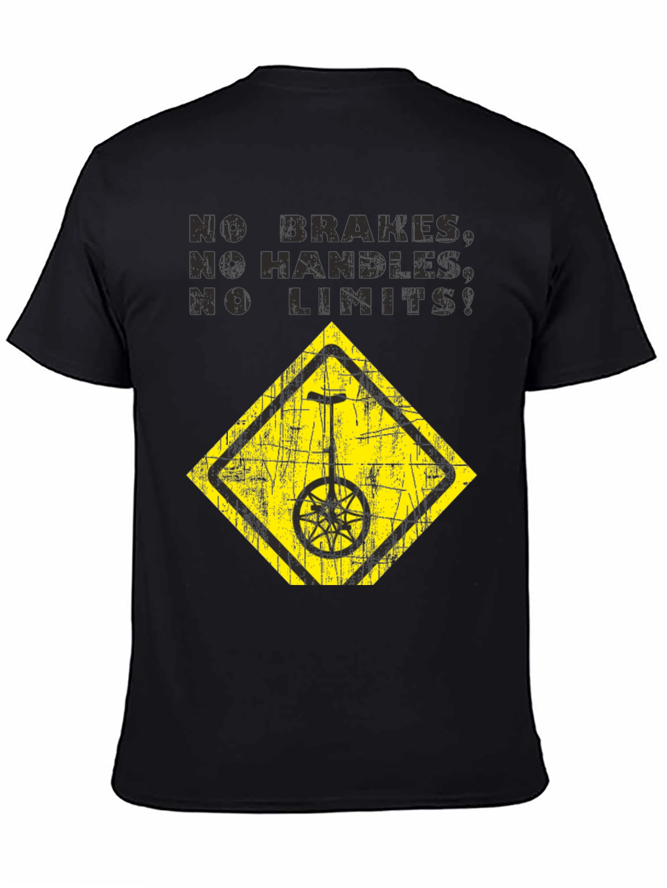 No Brakes No Limits Unicycle Black T-Shirt