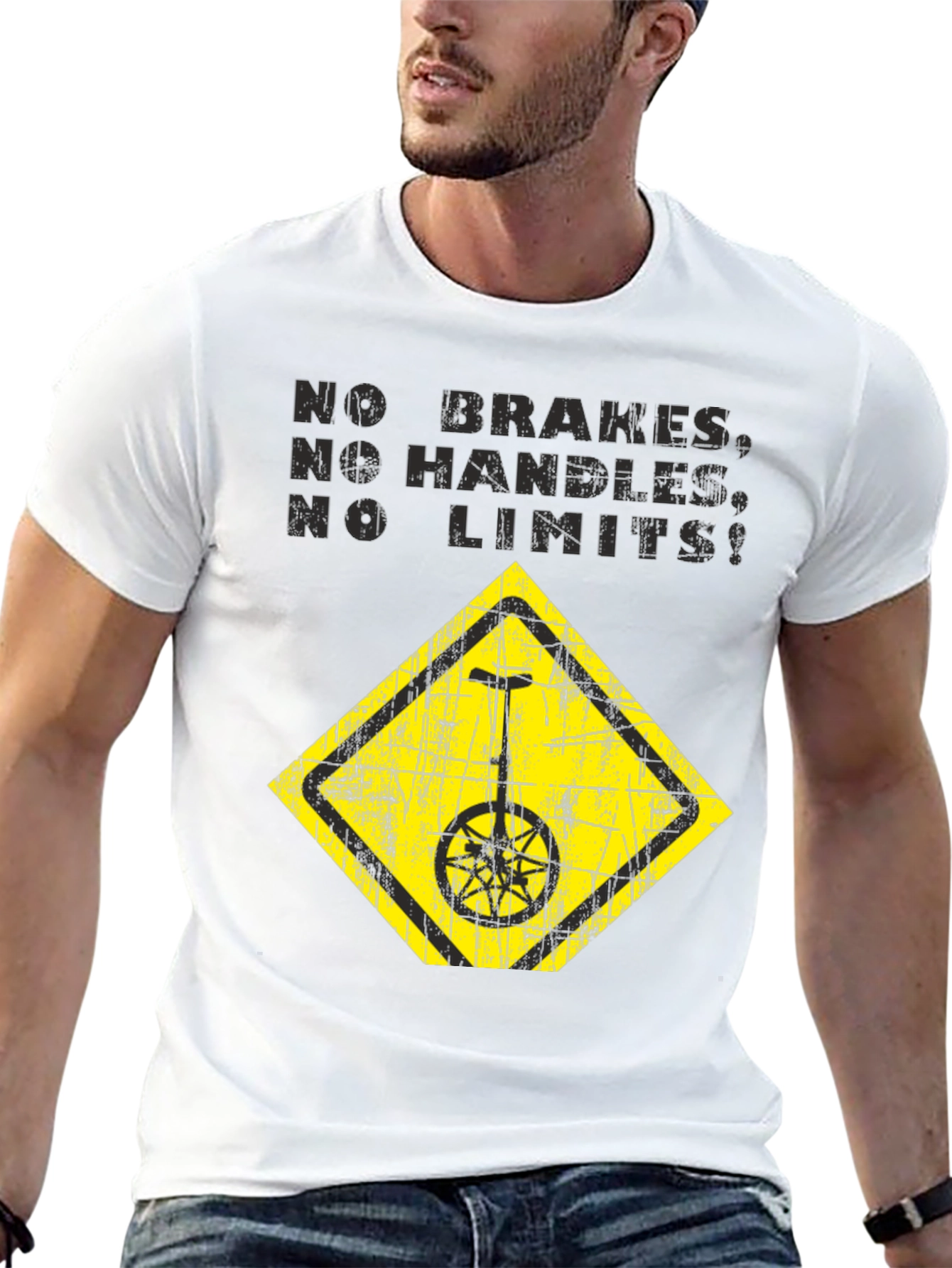No Brakes No Limits Unicycle Black T-Shirt