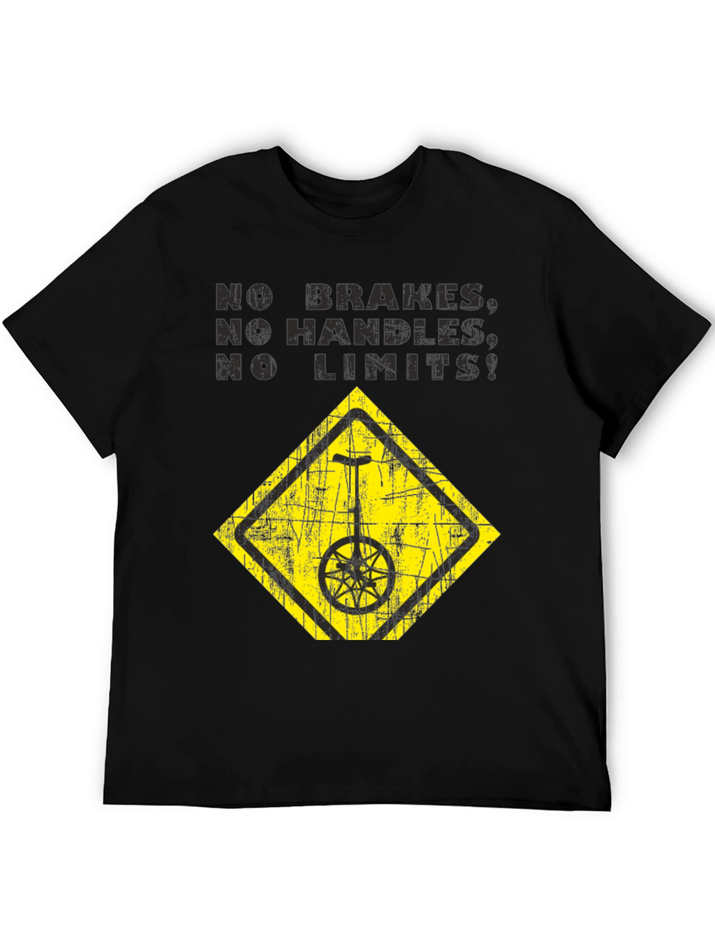 No Brakes No Limits Unicycle Black T-Shirt