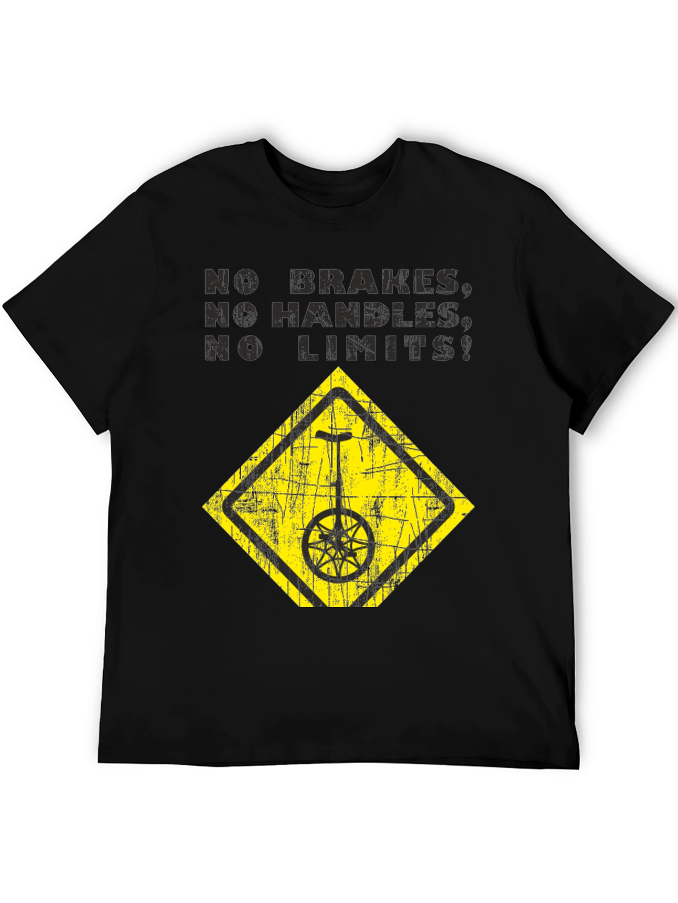 No Brakes No Limits Unicycle Black T-Shirt