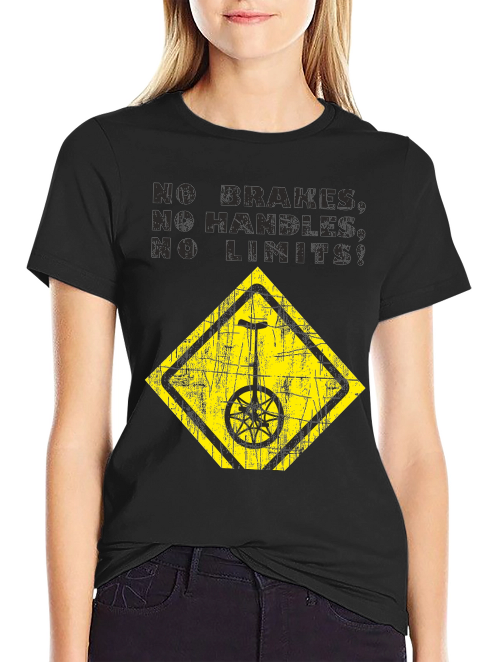 No Brakes No Limits Unicycle Black T-Shirt