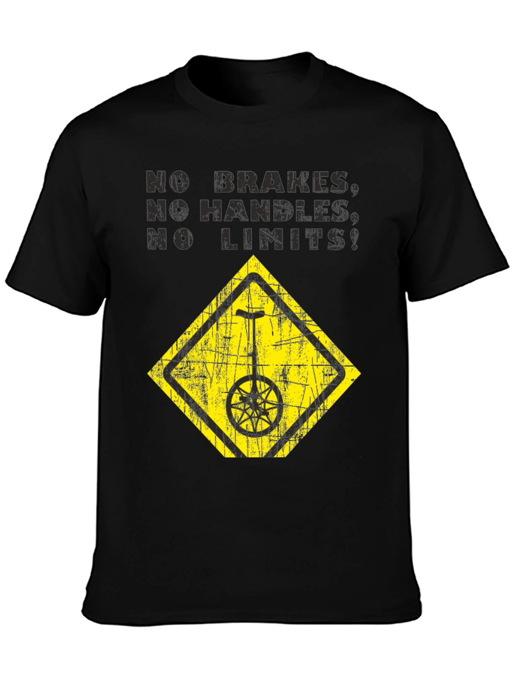 No Brakes No Limits Unicycle Black T-Shirt