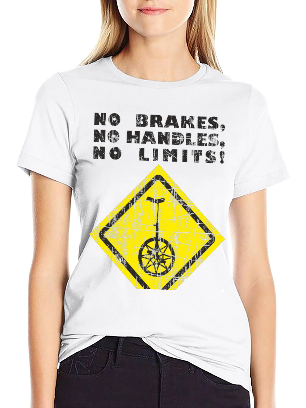 No Brakes No Limits Unicycle Black T-Shirt