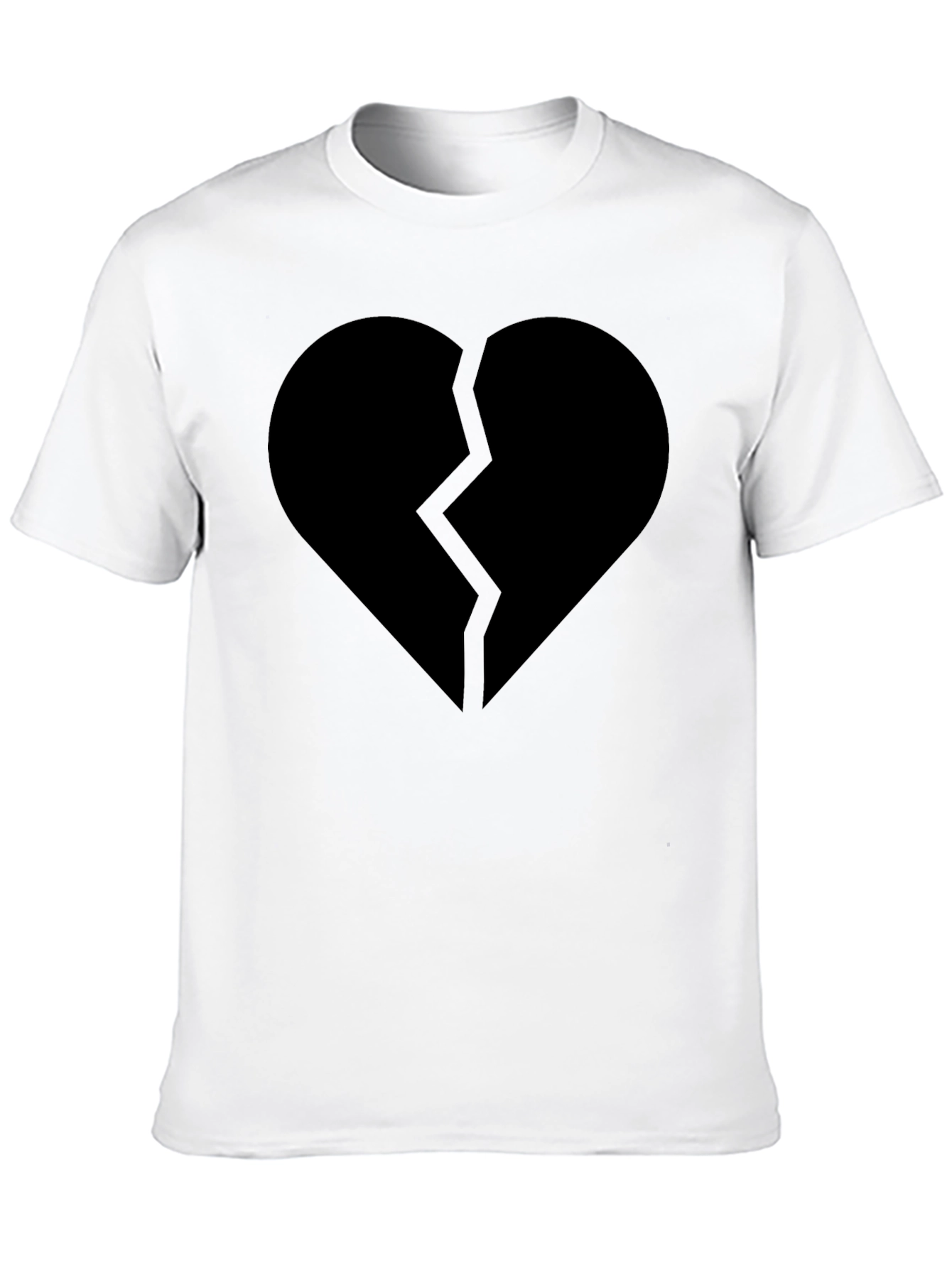 Broken Heart Graphic Black T-Shirt - Mens Casual Tee