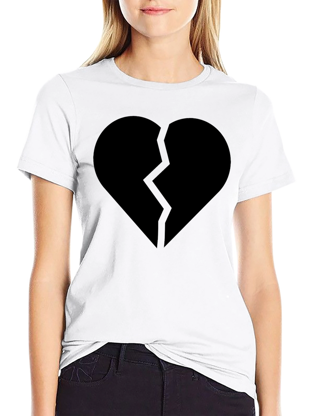 Broken Heart Graphic Black T-Shirt - Mens Casual Tee