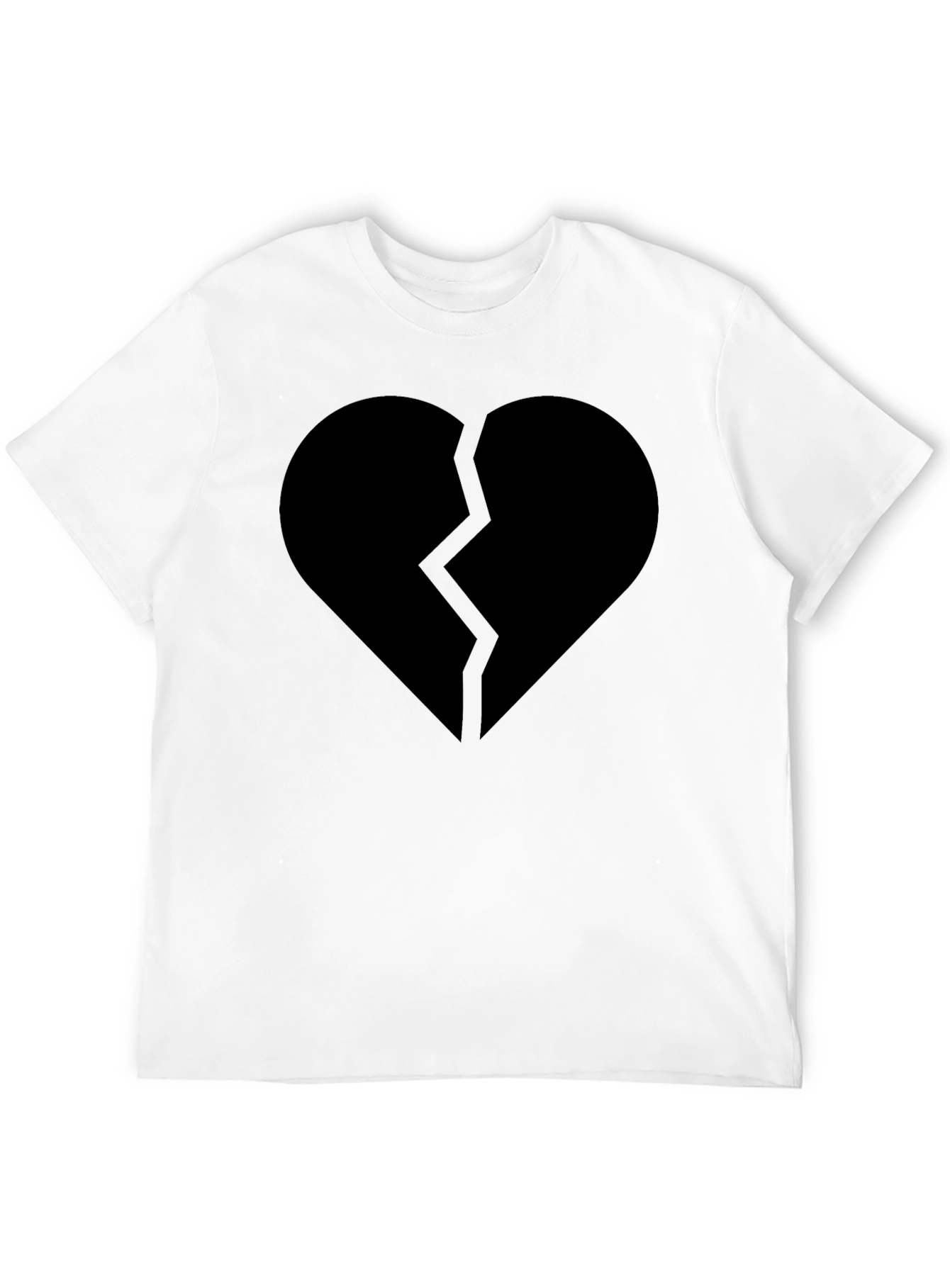 Broken Heart Graphic Black T-Shirt - Mens Casual Tee