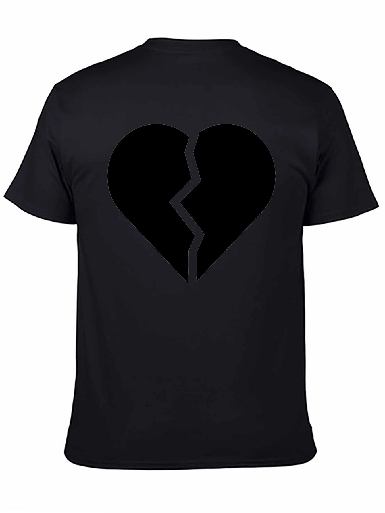 Broken Heart Graphic Black T-Shirt - Mens Casual Tee