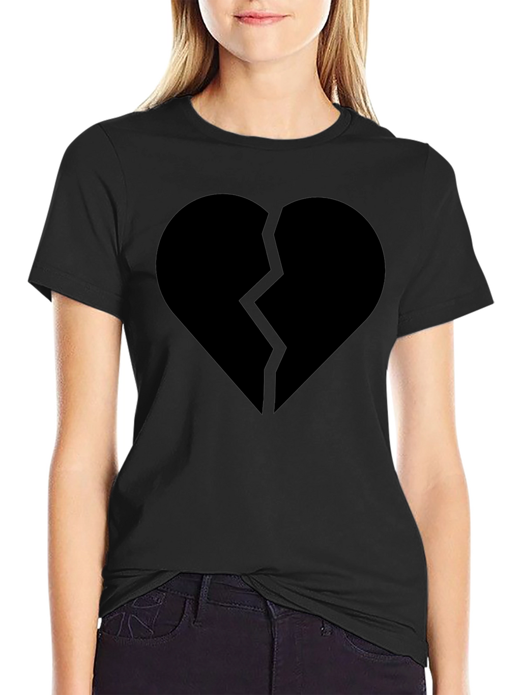 Broken Heart Graphic Black T-Shirt - Mens Casual Tee