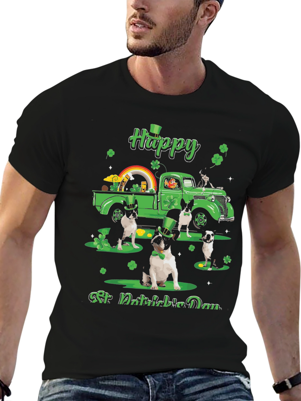 St. Patricks Day Boston Terrier Truck T-Shirt
