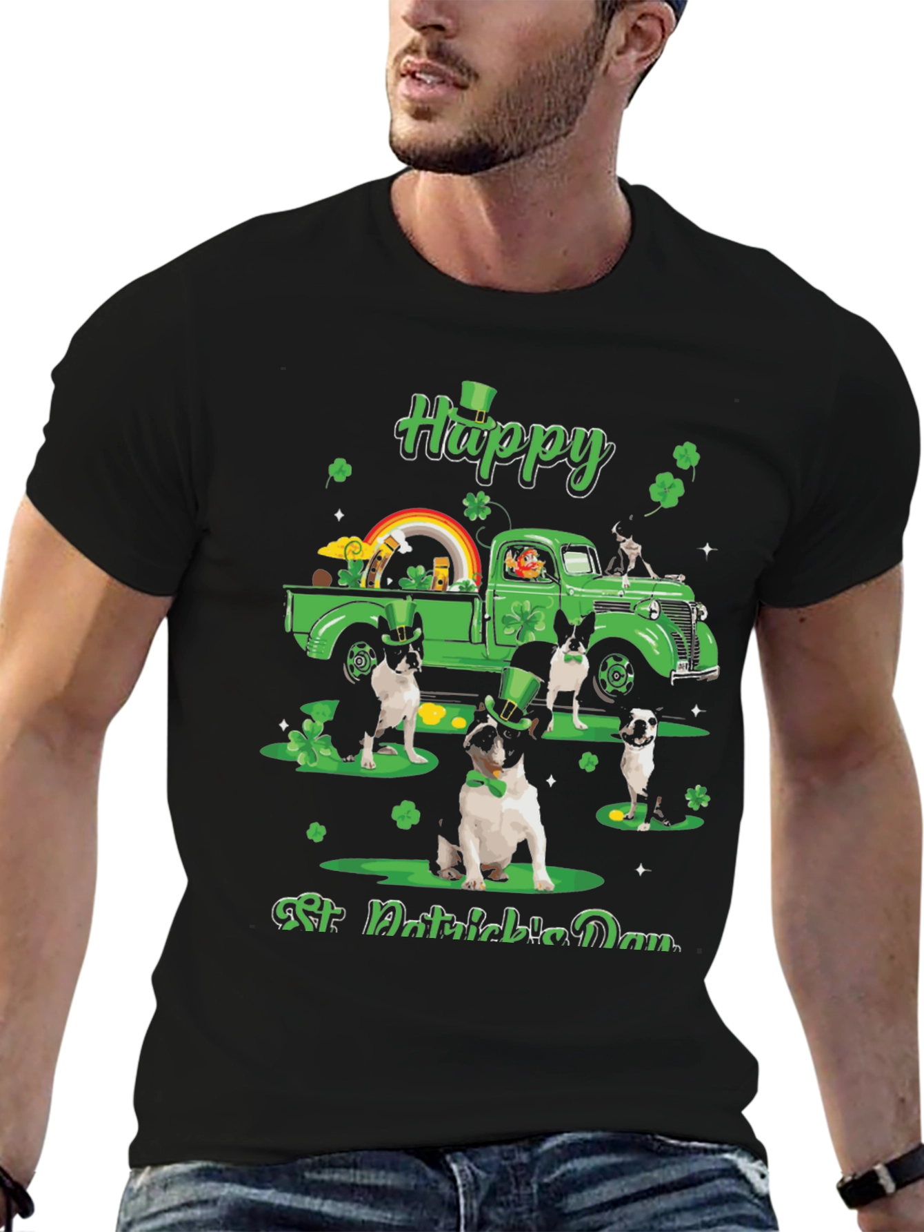 St. Patricks Day Boston Terrier Truck T-Shirt