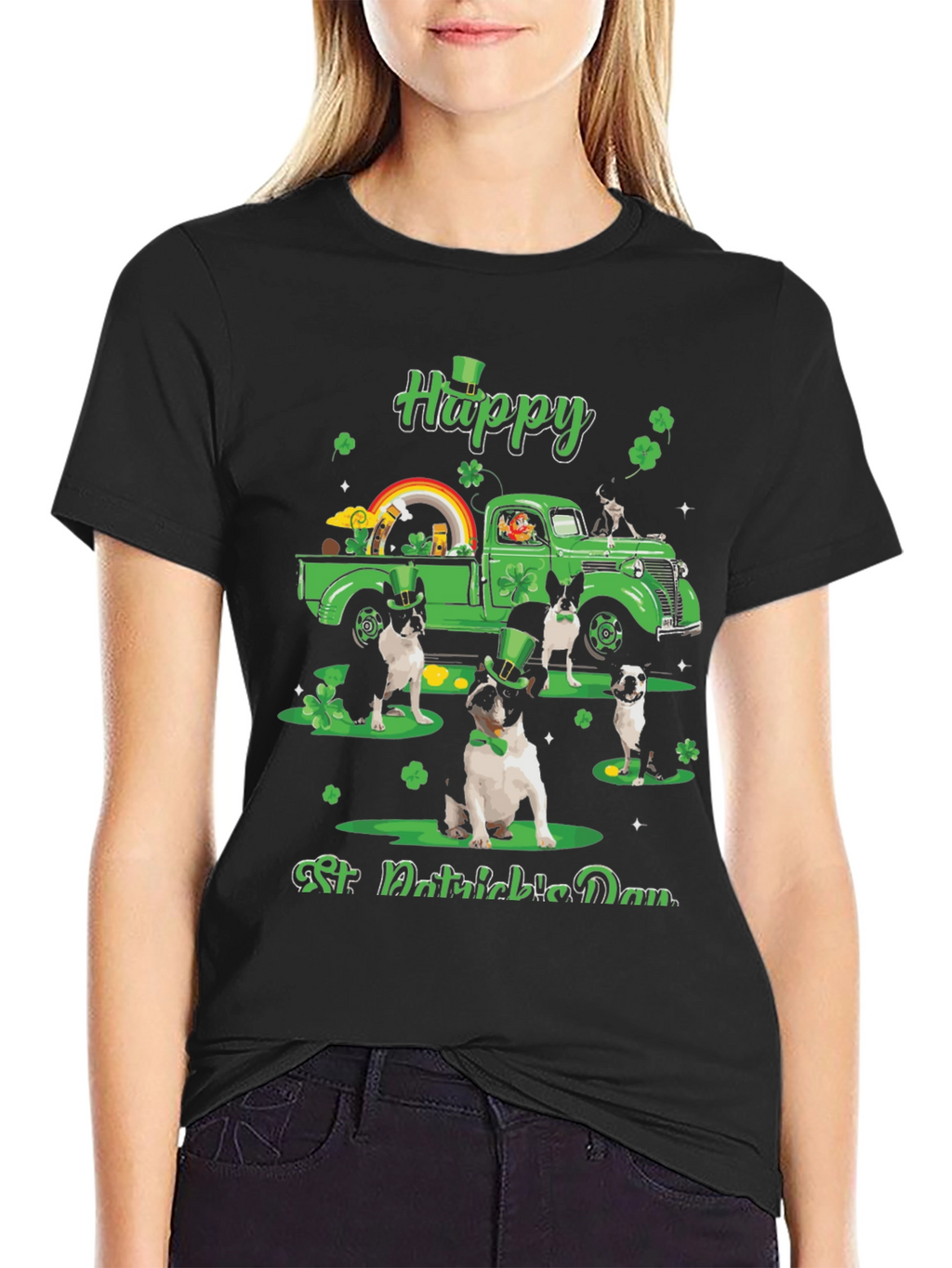 St. Patricks Day Boston Terrier Truck T-Shirt