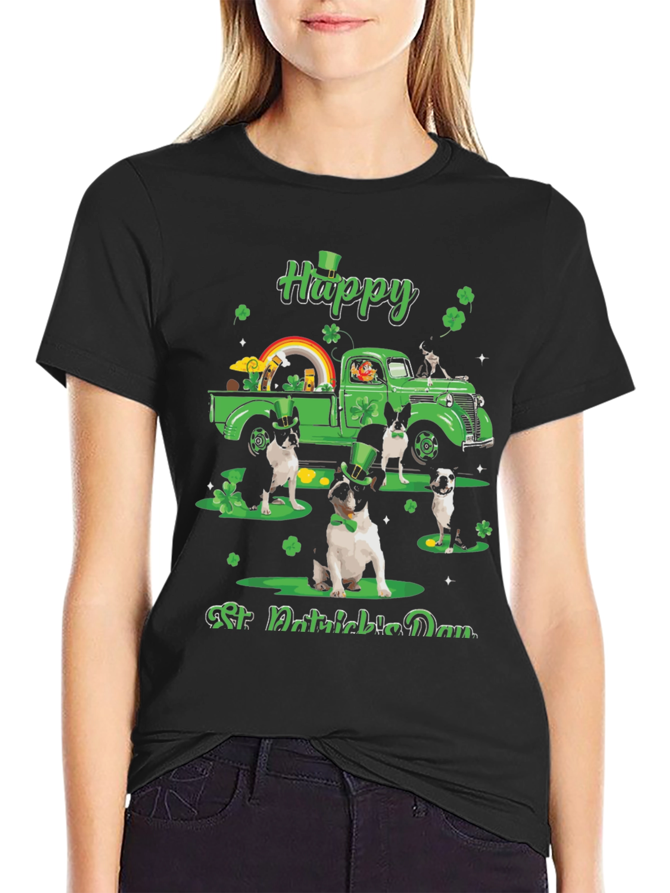 St. Patricks Day Boston Terrier Truck T-Shirt