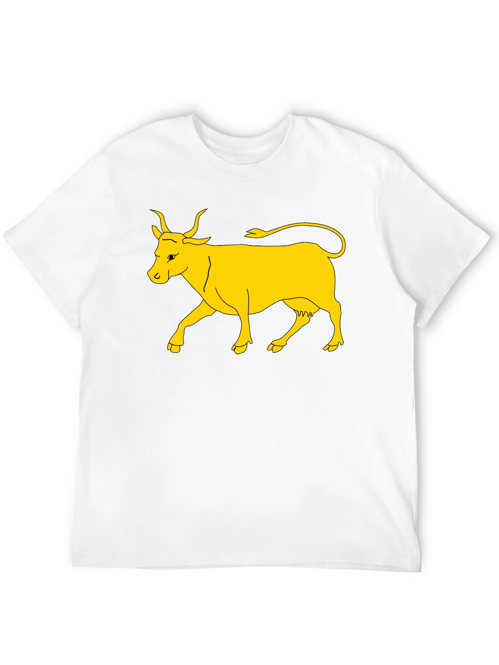 Black T-Shirt with Yellow Cow Graphic