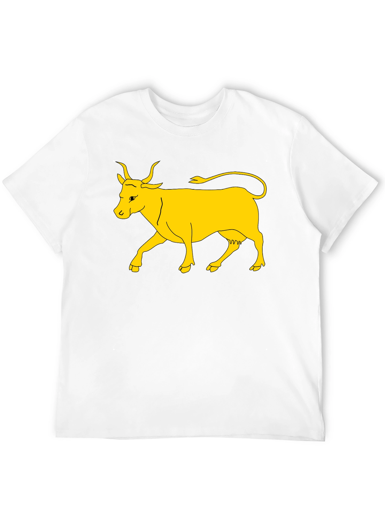 Black T-Shirt with Yellow Cow Graphic