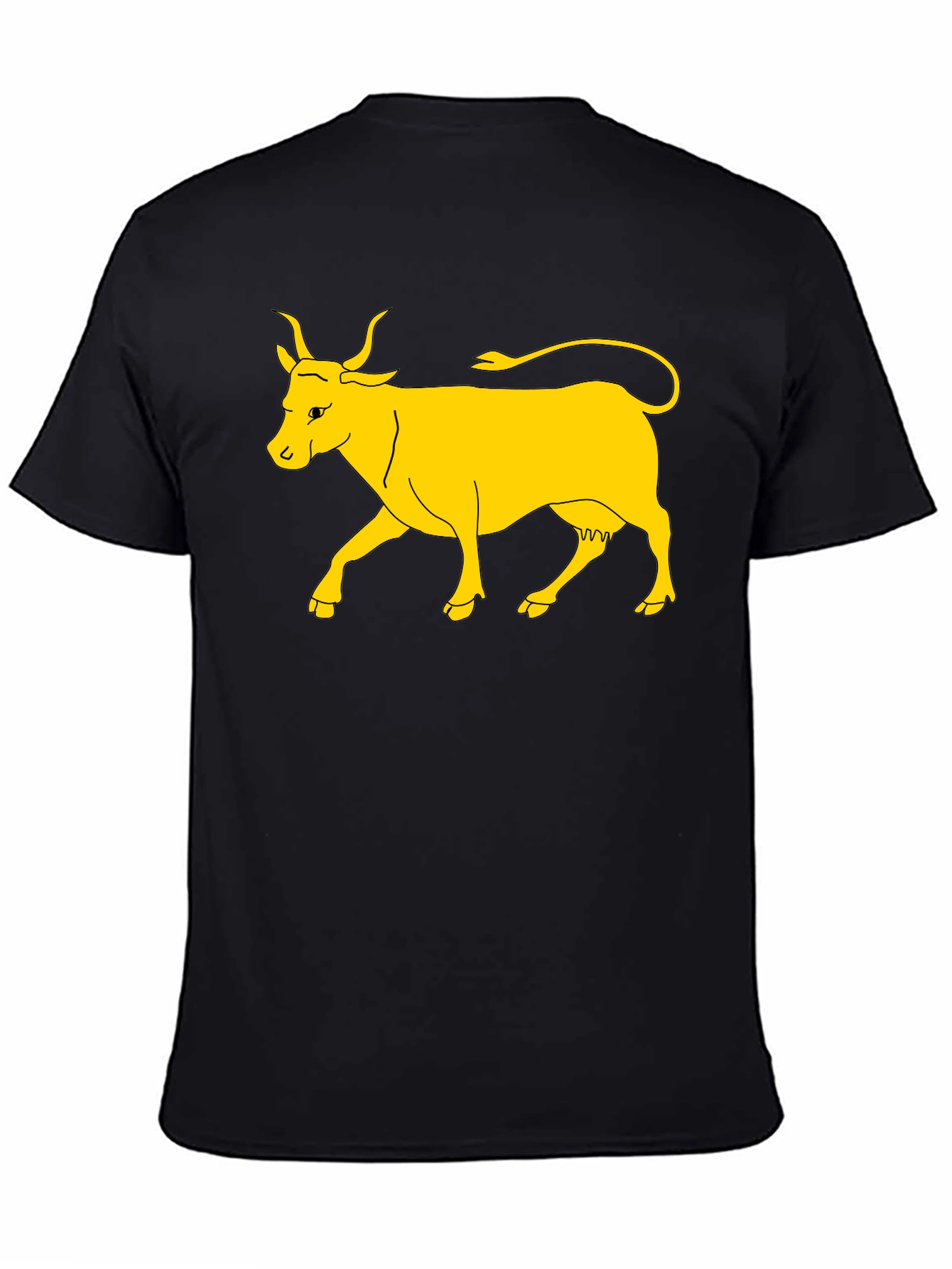 Black T-Shirt with Yellow Cow Graphic