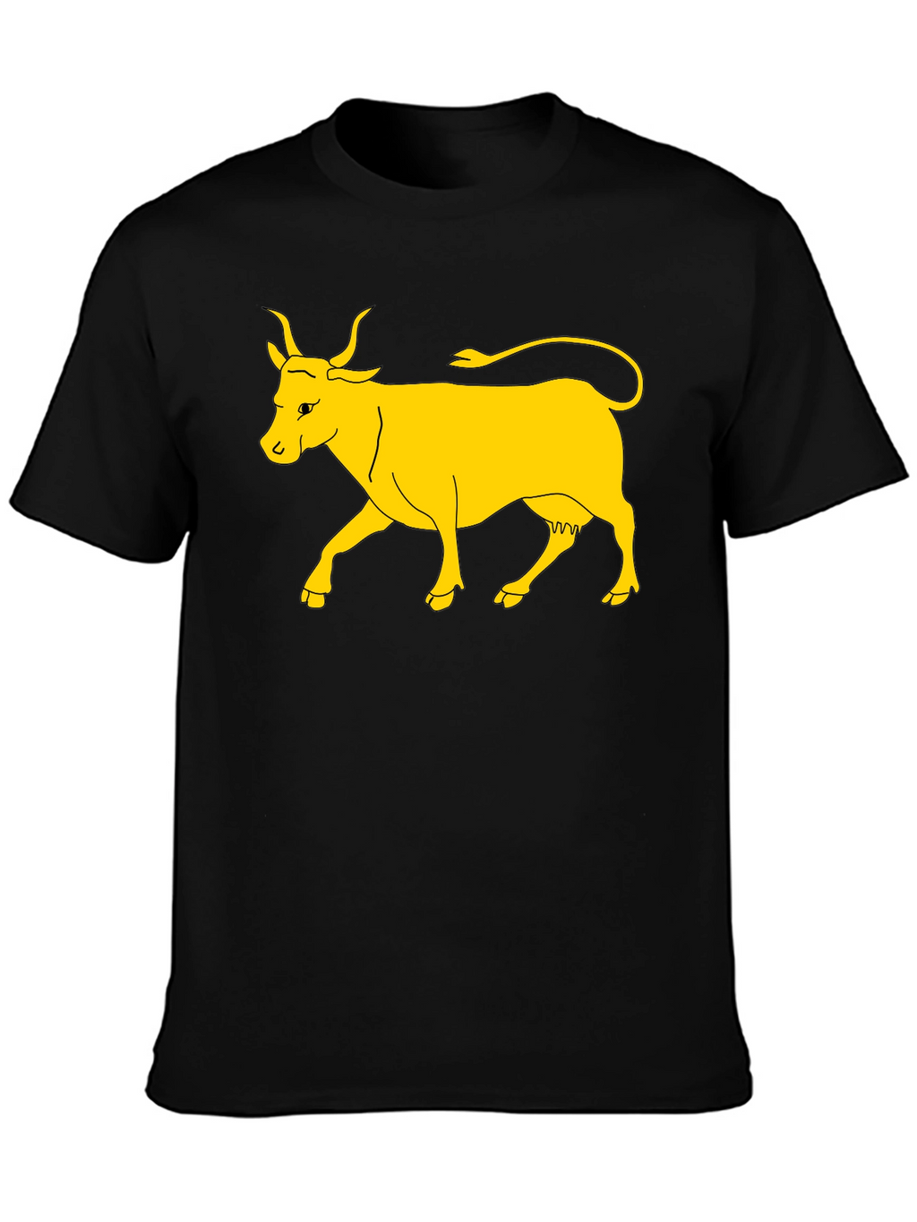 Black T-Shirt with Yellow Cow Graphic