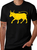 Black T-Shirt with Yellow Cow Graphic