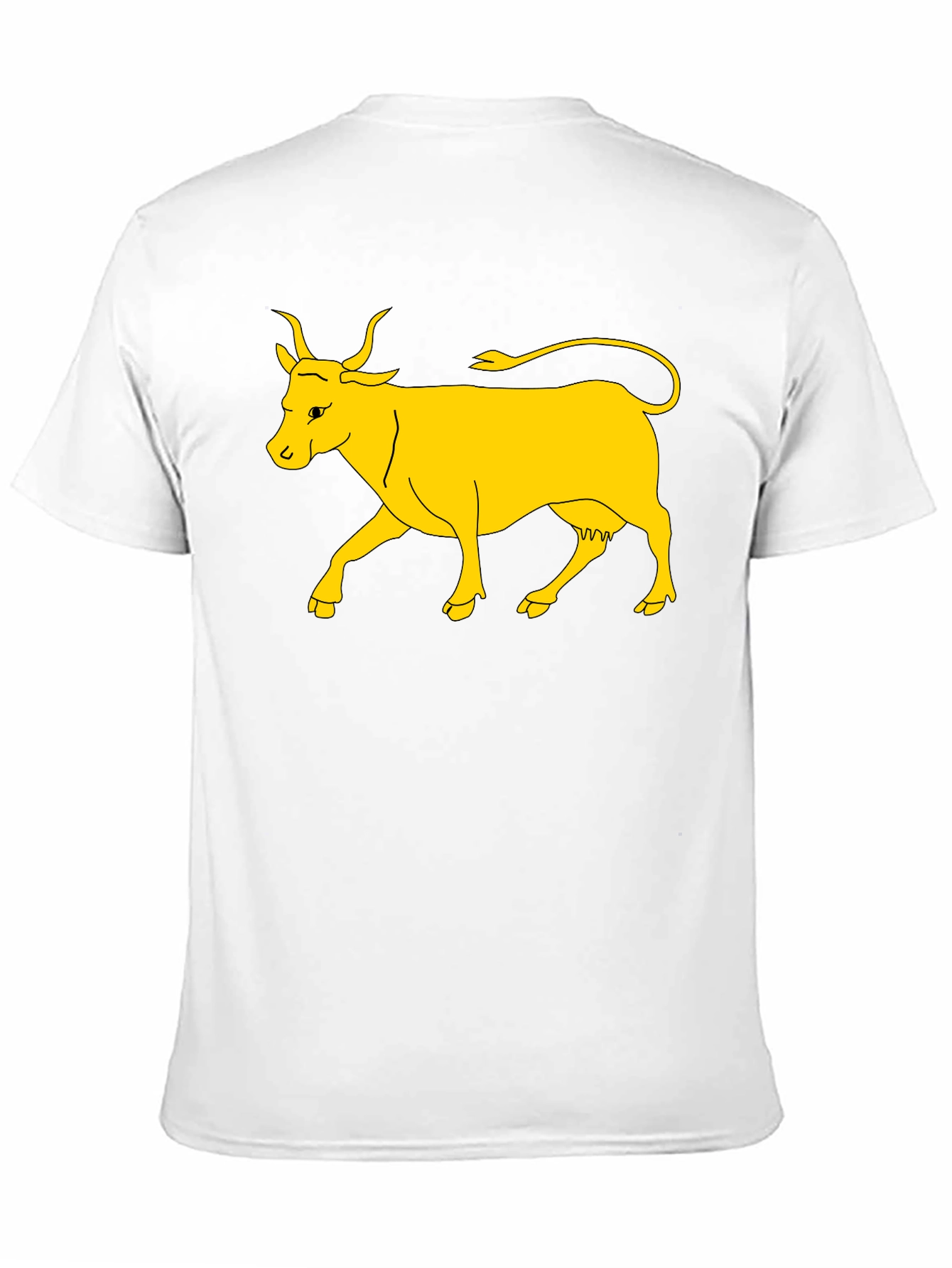 Black T-Shirt with Yellow Cow Graphic
