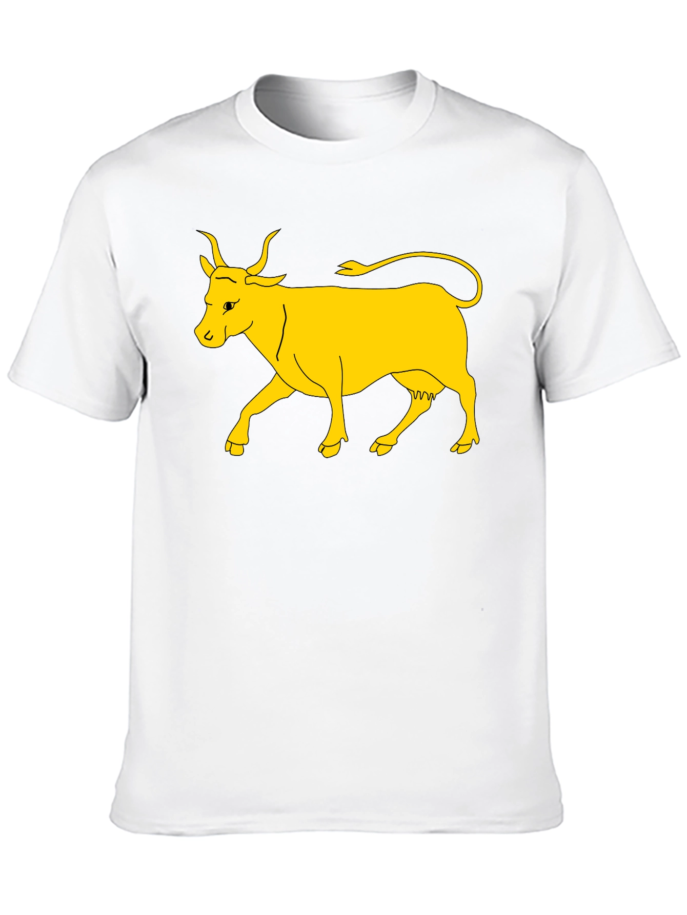 Black T-Shirt with Yellow Cow Graphic